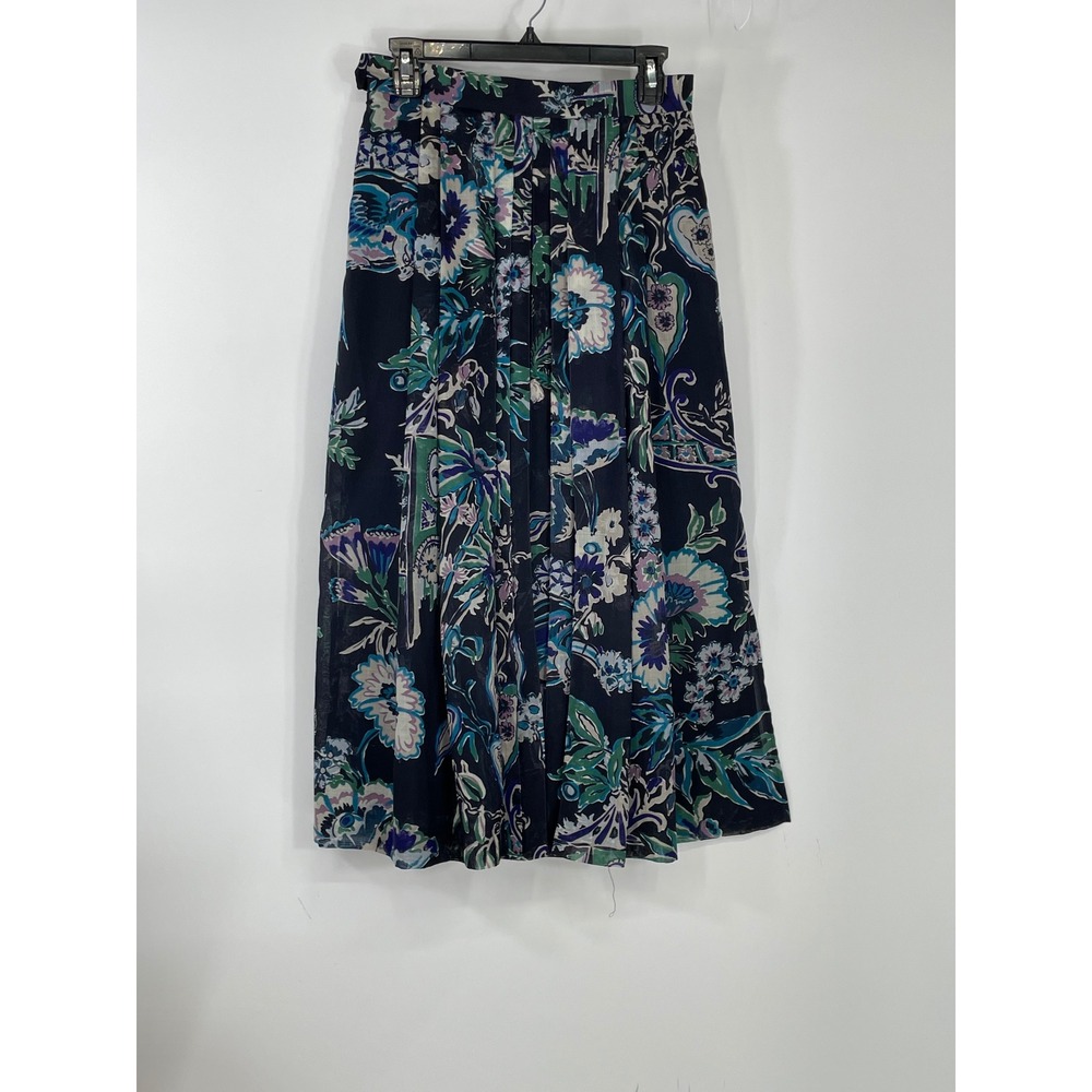Geiger Womens Skirt 6/8 Midi Navy Floral Wool Blend Lined Pleated Austrian 38